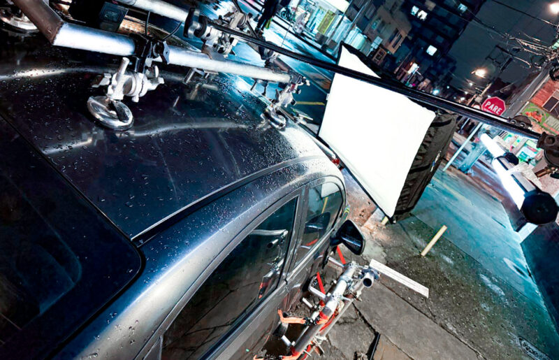 Car Mount Grip para 2 cámaras y luces alquiler