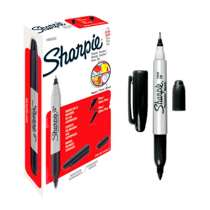 Caja de 12 marcadores Sharpie permanente doble punta
