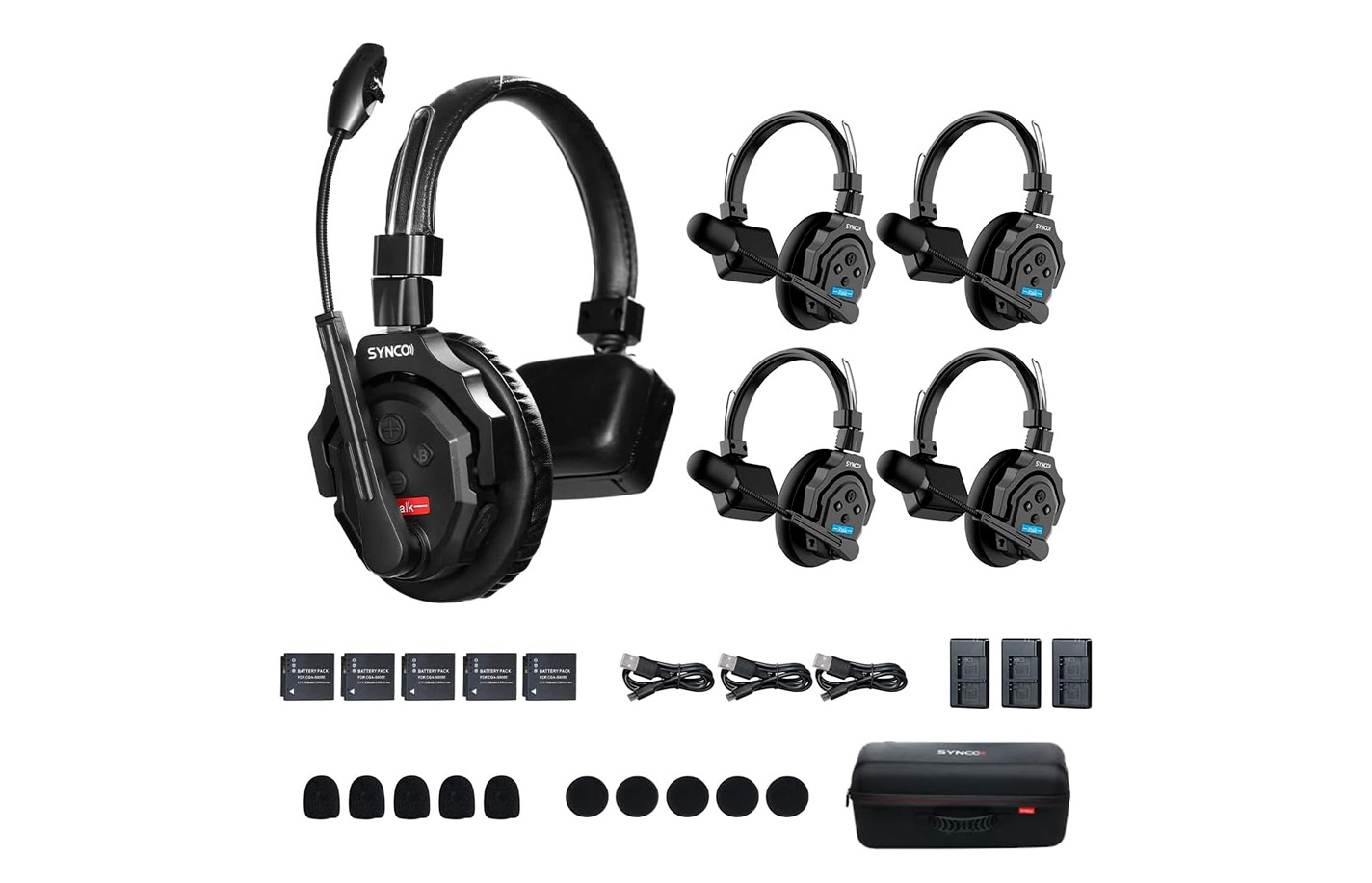 SYNCO XTalk - 5 Auriculares de intercomunicación inalámbricos de 2.4 GHz Intercoms